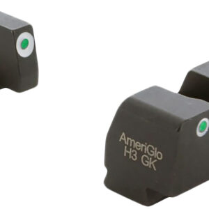 AmeriGlo XD181 Optic Compatible Sight Set for Springfield Armory XD Green Tritium White Outline Front Sight-Green Tritium White Outline Rear Sight