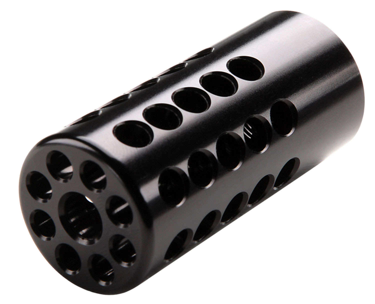 Tactical Solutions 1022CMPBLK X-Ring Compensator Black Gloss Aluminum with 1/2"-28 tpi Threads, .920" Diameter & 360 Degree Ports for 22 LR Ruger 10/22