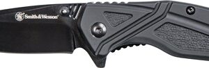 S&W KNIFE BLACK RUBBER 3" BLK - OXIDE BLADE W/POCKET CLIP