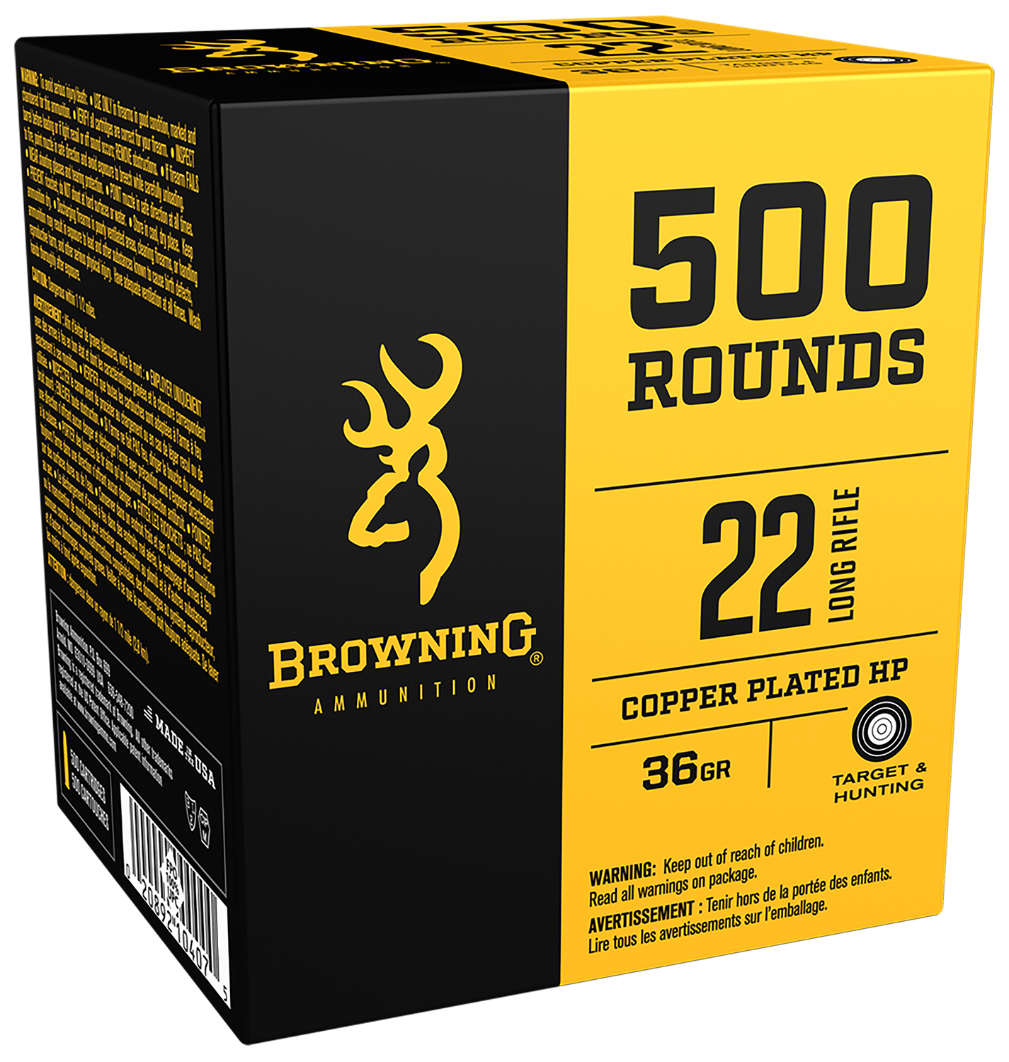 Browning Ammo B194122000 BPR Performance Rimfire 22 LR 36 gr Plated Hollow Point 500 Per Box/ 4 Cs