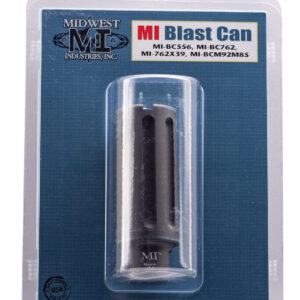Midwest Industries MIBC556 Blast Can Black Hardcoat Anodized 6061-T6 Aluminum with 1/2"-28 tpi Threads, 3.38" OAL & 1.20" Diameter for 5.56x45mm NATO AR-Platform