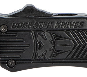 CobraTec Knives SBCTK1STNS CTK-1 Small 2.75" OTF Tanto Plain Black D2 Steel Blade/Black Aluminum Handle Features Glass Breaker Includes Pocket Clip