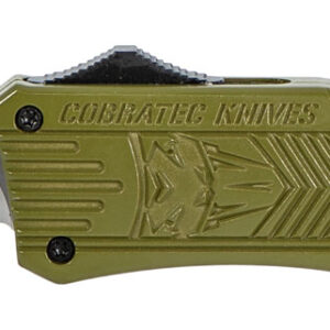 CobraTec Knives MODCTK1MDNS CTK-1  Medium 3" OTF Drop Point Plain D2 Steel Blade/OD Green Aluminum Handle Features Glass Breaker Includes Pocket Clip