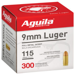 Aguila 1E097700 9mm Luger 115gr Full Metal Jacket 300 Per Box/4 Case