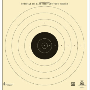 Action Target SR1100 Sighting Military Bullseye Tagboard Hanging 100 yds 21" x 21" Black/White 100 Per Box