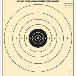 Action Target B8100 Competition NRA Time & Rapid Fire Bullseye Heavy Paper Hanging 25 yds Handgun 21" x 24" Black/White 100 Per Box