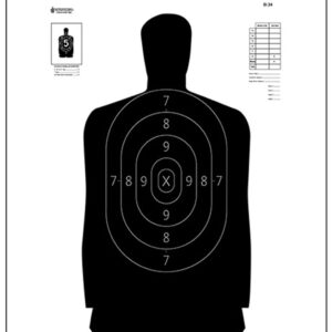 Action Target B34100 Qualification Silhouette Paper Hanging 25 yds 17.50" x 23" Black/White 100 Per Box