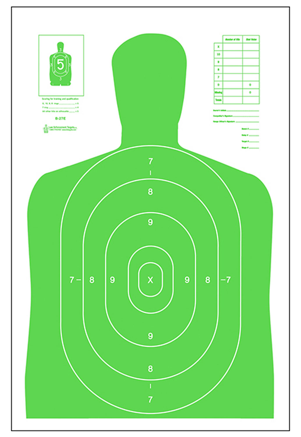 Action Target B27ELGR100 Qualification High Visibility Silhouette Paper 23"x35" Fluorescent Green/White 100 Per Box