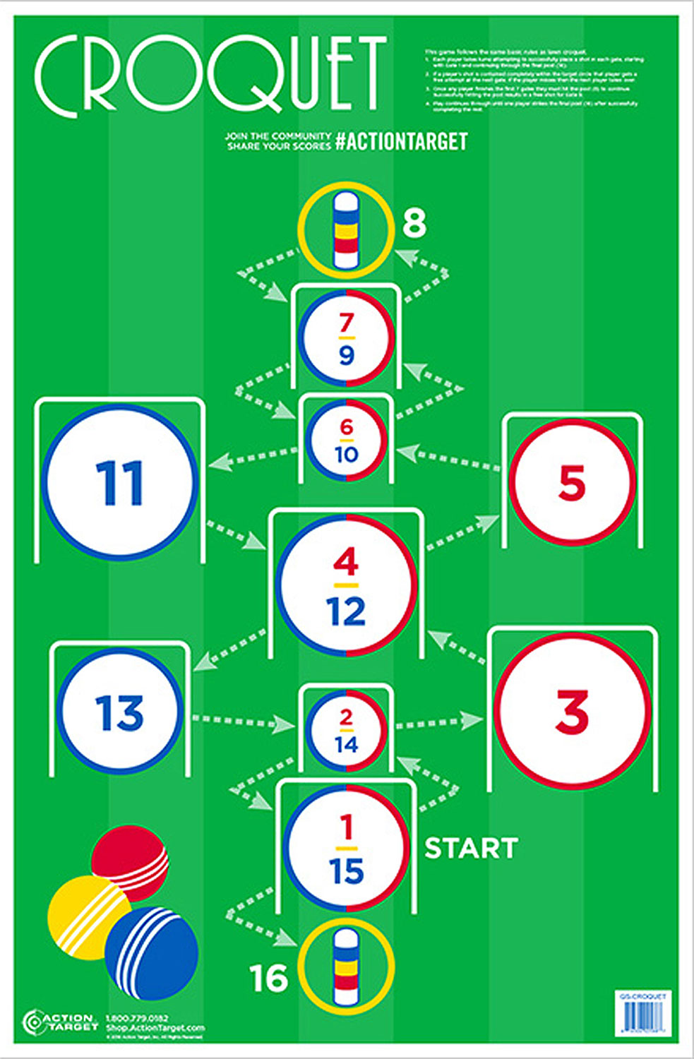 Action Target GSCROQUET100 Entertainment Croquet Paper Hanging 23" x 35" Multi-Color 100 Per Box