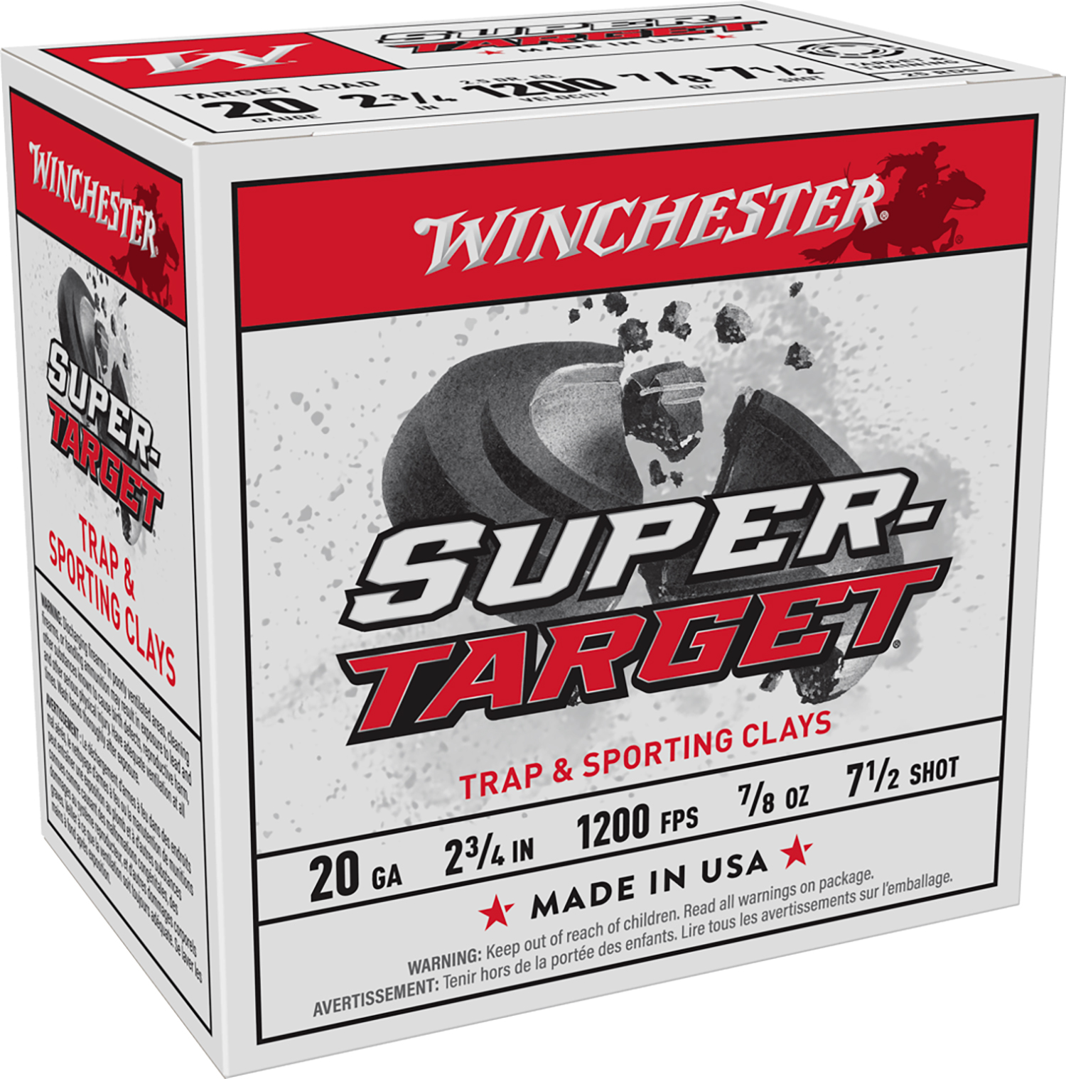 Winchester Ammo TRGT207 Super-Target 20Gauge 2.75" 7/8oz 7.5Shot 25 Per Box/10 Case