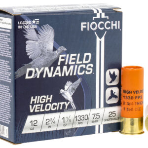 Fiocchi 12HV75 Field Dynamics High Velocity 12Gauge 2.75" 1 1/4oz 7.5Shot 25 Per Box/10 Case
