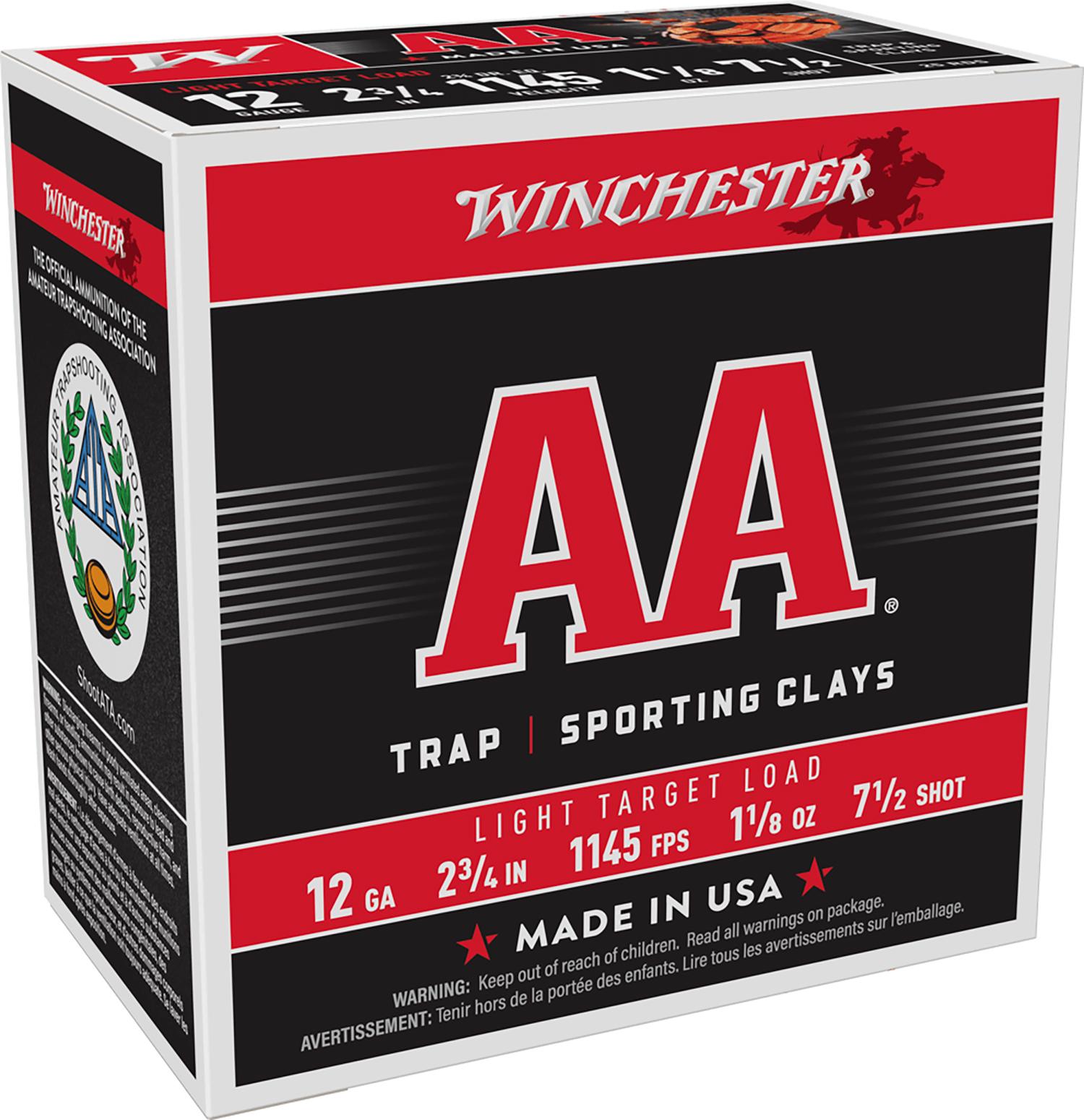 Winchester Ammo AA127 AA Light Target 12Gauge 2.75" 1 1/8oz 7.5Shot 25 Per Box/10 Case