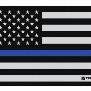 TekMat TEKR17POLICE Police Support Cleaning Mat Black/White/Blue Rubber 11"x17" Blue Line Flag