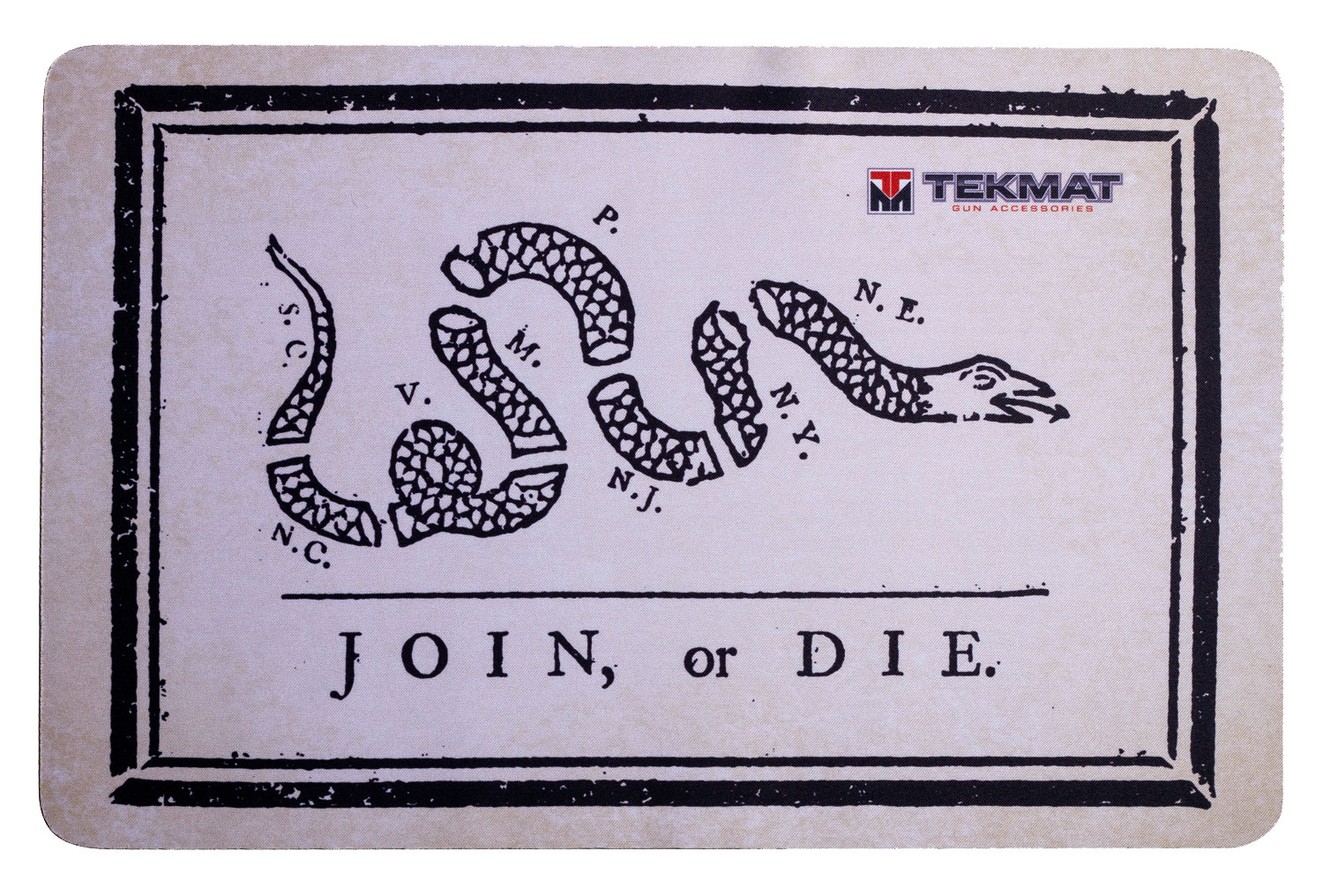 TekMat TEKR17JOIN Cleaning Mat Black/White Rubber 11"x17" Join or Die Snake