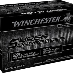 Winchester Ammo SUP22LRB Super Suppressed 22LR 45gr Black Copper Plated Round Nose 800 Per Bx/2 Case *Bulk