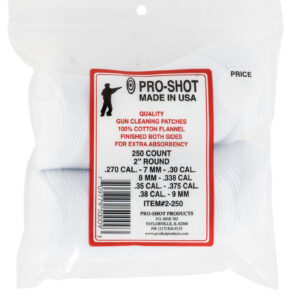 Pro-Shot 2250 Cleaning Patches  .270 - .38 Cal 2" Round Cotton Flannel 250 Pack