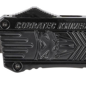 CobraTec Knives LBCTK1LDNS CTK-1  Large 3.75" OTF Drop Point Plain D2 Steel Blade/Black Aluminum Handle Features Glass Breaker Includes Pocket Clip