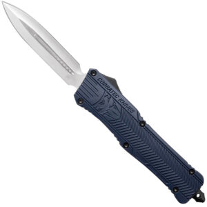 CobraTec Knives LNYCTK1DAGNS CTK-1  Large 3.75" OTF Dagger Plain D2 Steel Blade/NYPD Blue Aluminum Handle Features Glass Breaker Includes Pocket Clip