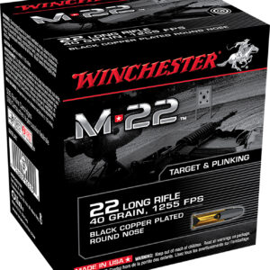 Winchester Ammo S22LRT M-22  22LR 40gr Black Copper Plated Round Nose 1000 Per Bx/2 Case *Bulk