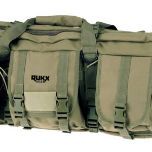Rukx Gear ATICT36DGG Tactical Double Gun Case 36" Water Resistant Green 600D Polyester w/ Non-Rust Zippers Reinforced Velcro & Adjustable Back Straps