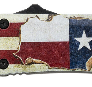 Templar Knife STX531 Gen II Texan Small 2.25" OTF Tanto Part Serrated Black Oxide Stonewashed 440C SS Blade, 4.31" Texas Flag Aluminum Handle, Glass Breaker