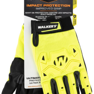 Walker's GWPSFHVFFPUIL2LG Impact Protection Black/Yellow Synthetic Leather Large Hook & Loop Closure