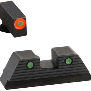 AmeriGlo GL816 Trooper Sight Set for Glock Green Tritium Orange Outline Front Sight-Green Tritium Black Outline Rear Sight