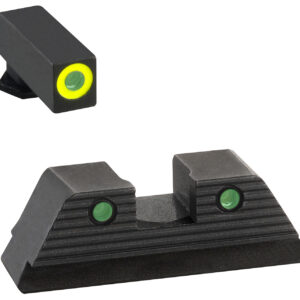 AmeriGlo GL820 Trooper Sight Set for Glock Green Tritium Lumigreen Outline Front Sight-Green Tritium Black Outline Rear Sight