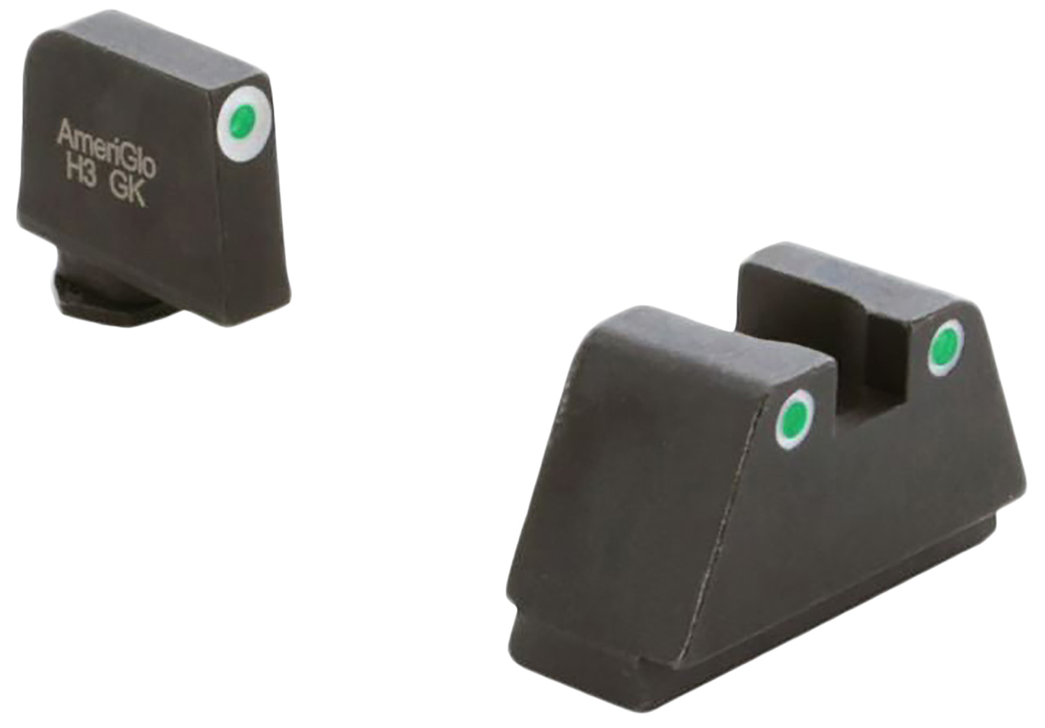 AmeriGlo GL330 Optic Compatible Sight Set for Glock 2XL Tall Green Tritium White Outline Front Sight-Green Tritium White Outline Rear Sight