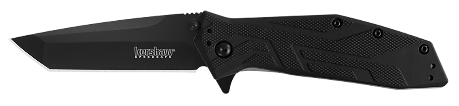 Kershaw 1990 Brawler 3" Folding Tanto Plain Black Oxide 8Cr13MoV SS Blade Black Glass-Filled Nylon Handle Includes Pocket Clip