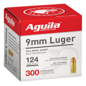 Aguila 1E092108   9mm Luger 124gr Full Metal Jacket 300 Per Box/4 Case