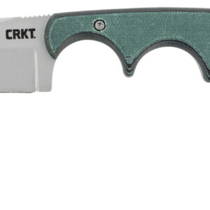 CRKT 2383 Minimalist  2.13" Fixed Cleaver Plain Bead Blasted 5Cr15MoV SS Blade/ Green Contoured Resin Infused Fiber Handle Includes Lanyard/Sheath