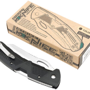 Strike Industries K1BK K1  3.51" Folding Plain AUS-8A SS Blade Black Textured Polymer Handle Includes Pocket Clip