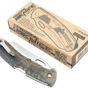 Strike Industries K1TP K1  3.51" Folding Plain AUS-8A SS Blade Smoke Textured Polymer Handle Includes Pocket Clip