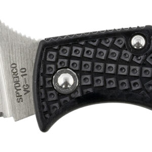 Spyderco MBKP Manbug  1.95" Folding Plain Stonewashed VG-10 SS Blade, Black FRN Handle