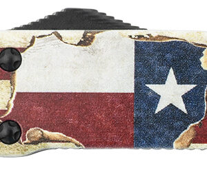 Templar Knife MZTX321 Premium Weighted Texan Slim 3.16" OTF Drop Point Plain Black Oxide Stonewashed D2 Steel Blade, 4.93" Red/White/Blue w/"The LONE STAR State" Aluminum Zinc Alloy Handle