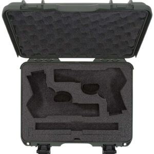 Nanuk 910CLASG6 910 Classic 2 Up Pistol Case Olive Polymer w/ Latches & Closed-Cell Foam Padding 13.20" L x 9.20" W x 4.10 " H Interior Dimensions