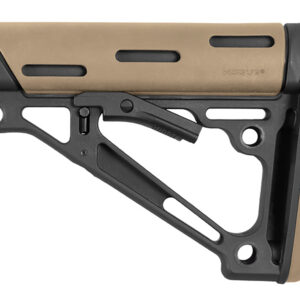 Hogue 15340 OverMolded Collapsible Buttstock made of Synthetic Material with Black Finish & Flat Dark Earth OverMolded Rubber for AR-15, M16, M4 with Mil-Spec Buffer Tube (Tube Not Included)