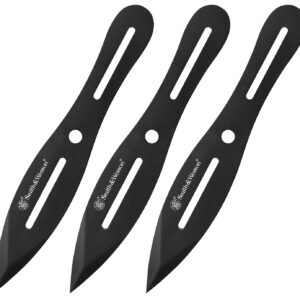 Smith & Wesson Knives SWTK8BCP Bullseye Throwing Knives 4.26" Fixed Plain Black Oxide 2Cr13MoV SS Blade, Black Stainless Steel Handle, Includes Sheath, 8" OAL, Set of 3