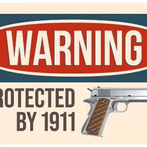 TekMat TEK42WARNING1911 Warning Protected By 1911 Door Mat Multi-Color Rubber 25"x42"