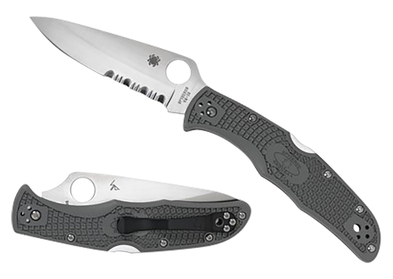 Spyderco C10PSFG Endura 4 Lightweight 3.75" Folding Part Serrated Satin VG-10 SS Blade/Foliage Green Bi-Directional Texturing FRN Handle Includes Pocket Clip