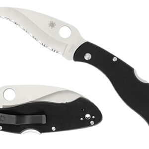 Spyderco C12GS Civilian CLIPIT 4.09" Folding Serrated Satin VG-10 SS Blade/ Black Textured G10 Handle Includes Pocket Clip