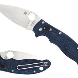 Spyderco C101PDBL2 Manix 2 Lightweight 3.37" Folding Plain Satin CTS BD1 SS Blade/Dark Blue Bi-Directional Texturing FRCP Handle Includes Pocket Clip