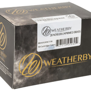 Weatherby BRASS28NCT50 Unprimed Cases 28Nosler Rifle Brass 50/Box