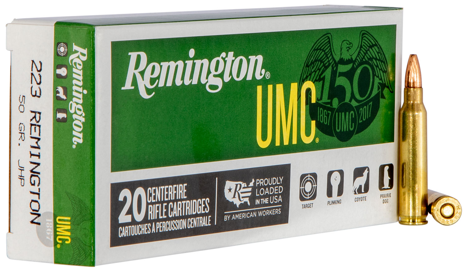 Remington Ammunition 23812 UMC 223Rem 50gr Jacketed Hollow Point 20 Per Box/10 Case