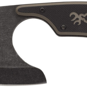 Browning 3220323B Cutoff  Boxed 2.50" Fixed Skinner Plain Black Black Oxide Stonewashed 9Cr14MoV SS Blade, Black/Tan G10 Handle
