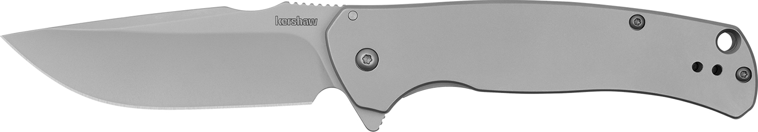 Kershaw 1416 Scour 3.30" Folding Drop Point Plain Bead Blasted 8Cr13MoV SS Blade, Bead Blasted Stainless Steel Handle