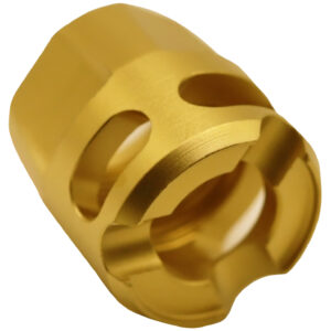 True Precision Inc TPYMICROG Micro Compensator Y-Type Gold 416R Stainless Steel 1/2"x28 Threads 9mm/380 ACP