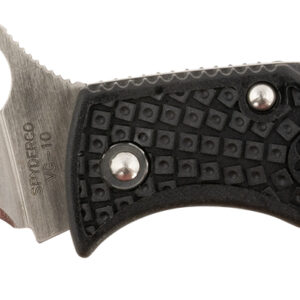 Spyderco MBKWSB Manbug  1.91" Folding Wharncliffe Serrated Non-Reflective Black TiCN VG-10 SS Blade, Black Textured FRN Handle