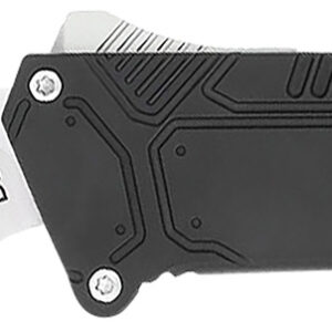 CobraTec Knives BLKSFDNS Special Forces  3.25" OTF Drop Point Plain Satin D2 Steel Blade, 4.75" Black Textured Anodized Aluminum Handle